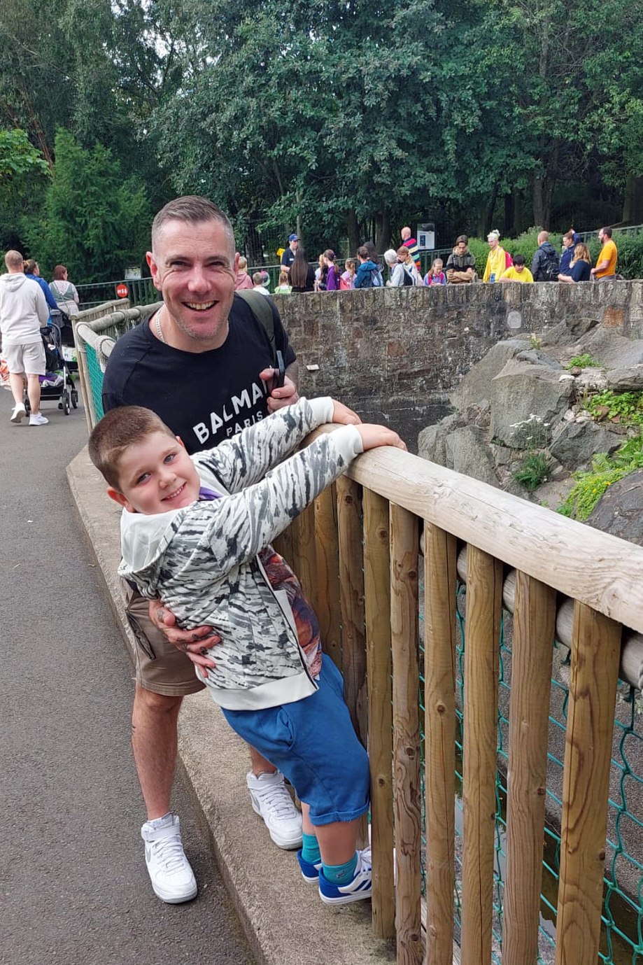 dad and son at zoo