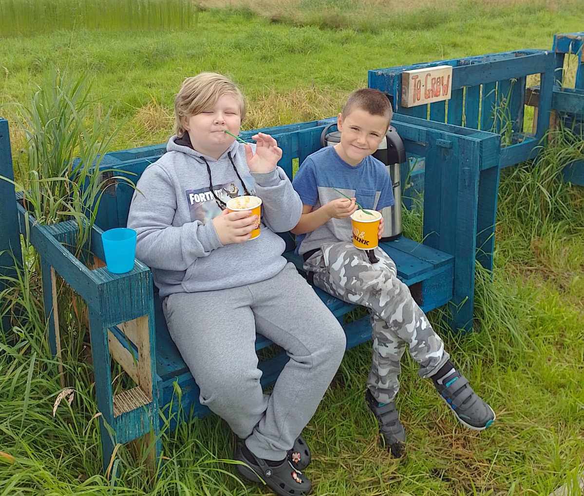 children eating icecream at SHE community allotment